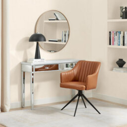 Furniturebox Uk Calla Tan Faux Leather Swivel Office Chair - thumbnail 5