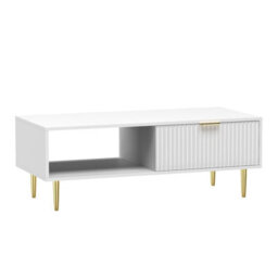 Hygrad Built to Survive Wooden Coffee Table White For Living Room With Storage Drawer Modern Gold Legs - thumbnail 2