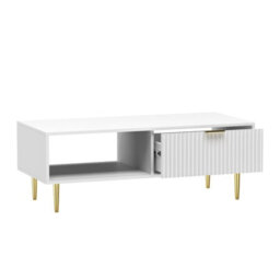 Hygrad Built to Survive Wooden Coffee Table White For Living Room With Storage Drawer Modern Gold Legs - thumbnail 3