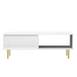 Hygrad Built to Survive Wooden Coffee Table White For Living Room With Storage Drawer Modern Gold Legs - thumbnail 5