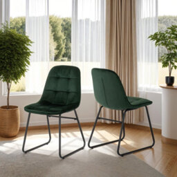 Seconique Athens Dining Set Medium Oak Effect Black With Green Velvet Chairs - thumbnail 4