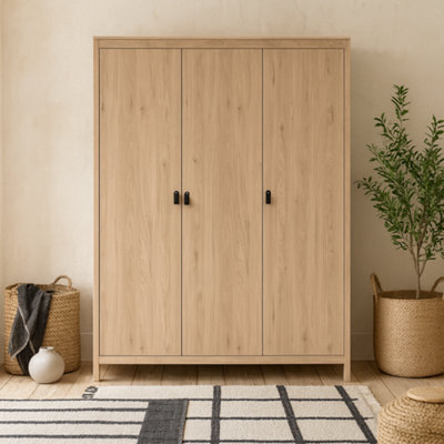 Wyld Haus Wildberry 3-Door Natural Oak Wardrobe Jackson Hickory Finish - image 1