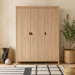 Wyld Haus Wildberry 3-Door Natural Oak Wardrobe Jackson Hickory Finish - thumbnail 1