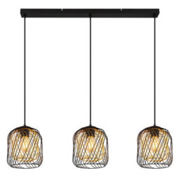 Luminosa Lighting Luminosa Dichti Bar Pendant Ceiling Light Matt Black 3X E27 - thumbnail 3