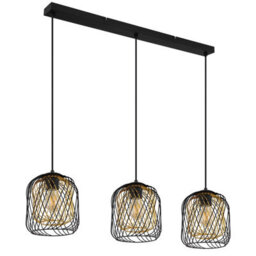 Luminosa Lighting Luminosa Dichti Bar Pendant Ceiling Light Matt Black 3X E27 - thumbnail 2