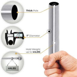 Imperial Rooms Curtain Pole - Metal Extendable Rod Heavy Duty Plain Ball Finish Chrome, (L)1.2-2.1M (Dia)28mm - thumbnail 3