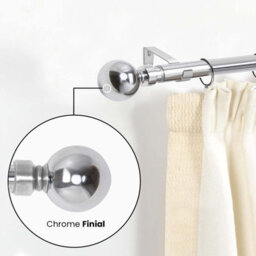 Imperial Rooms Curtain Pole - Metal Extendable Rod Heavy Duty Plain Ball Finish Chrome, (L)1.2-2.1M (Dia)28mm - thumbnail 2