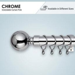 Imperial Rooms Curtain Pole - Metal Extendable Rod Heavy Duty Plain Ball Finish Chrome, (L)1.2-2.1M (Dia)28mm - thumbnail 9