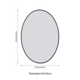 Living And Home Black Oval Aluminum Alloy Bathroom Mirror Hd Float Glass Wall Vanity Mirror 40X60Cm - thumbnail 7