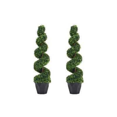 2Pc 4Ft 120Cm Artificial Spiral Boxwood Topiary Trees - image 1