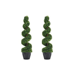 2Pc 4Ft 120Cm Artificial Spiral Boxwood Topiary Trees - thumbnail 1
