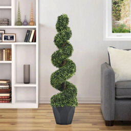 2Pc 4Ft 120Cm Artificial Spiral Boxwood Topiary Trees - thumbnail 4