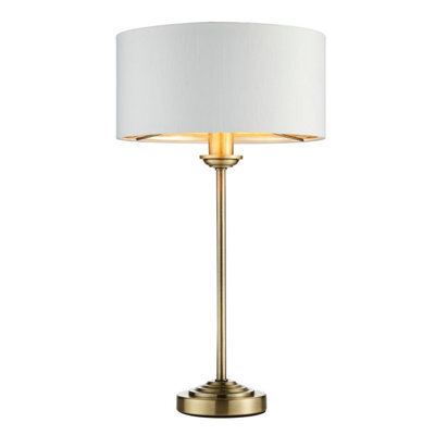 Luminosa Lighting Luminosa Highclere 1 Light Table Lamp Antique Brass Plate, Vintage White Fabric - image 1