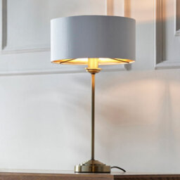 Luminosa Lighting Luminosa Highclere 1 Light Table Lamp Antique Brass Plate, Vintage White Fabric - thumbnail 4