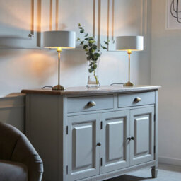 Luminosa Lighting Luminosa Highclere 1 Light Table Lamp Antique Brass Plate, Vintage White Fabric - thumbnail 3