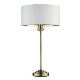 Luminosa Lighting Luminosa Highclere 1 Light Table Lamp Antique Brass Plate, Vintage White Fabric - thumbnail 6