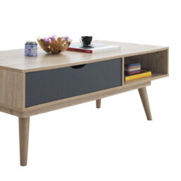 Timber Art Design Alford Scandinavian Low Coffee Table Living Room Sonoma Oak & Grey - thumbnail 3