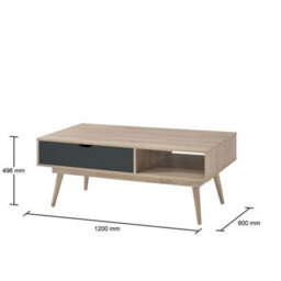 Timber Art Design Alford Scandinavian Low Coffee Table Living Room Sonoma Oak & Grey - thumbnail 4