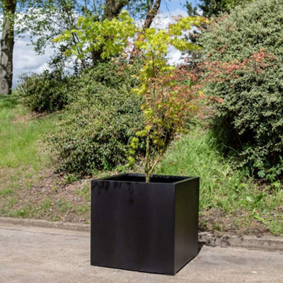 Primrose Large Black Stone Composite Cube Outdoor Garden Planter 78Cm - image 1
