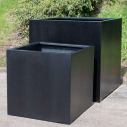 Primrose Large Black Stone Composite Cube Outdoor Garden Planter 78Cm - thumbnail 4