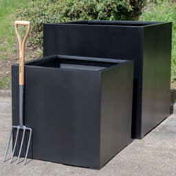Primrose Large Black Stone Composite Cube Outdoor Garden Planter 78Cm - thumbnail 3