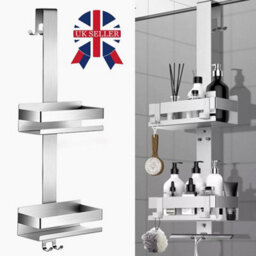 2-Tier Stainless Steel Shower Caddy With 4 Hooks - thumbnail 1