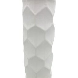 Vanity Living 40Cm Matte White Hexagon Ceramic Vase, Tall Geometric Decorative Vase For Living Room - thumbnail 3