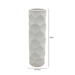 Vanity Living 40Cm Matte White Hexagon Ceramic Vase, Tall Geometric Decorative Vase For Living Room - thumbnail 2