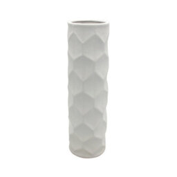 Vanity Living 40Cm Matte White Hexagon Ceramic Vase, Tall Geometric Decorative Vase For Living Room - thumbnail 4
