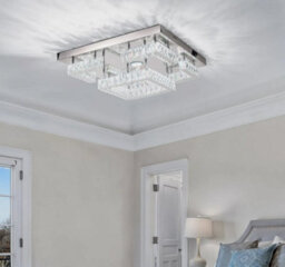 Led Ceiling Light Crystal Flush Mount Silver 55 Cm Cool White - thumbnail 5