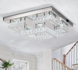 Led Ceiling Light Crystal Flush Mount Silver 55 Cm Cool White - thumbnail 6
