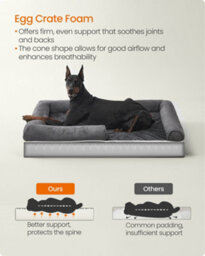 LEDREM Orthopedic Dog Bed, Dog Sofa With Sides, Removable Washable Cover, 120 X 85 X 18 Cm, Non-Slip Bottom, Dark Grey - thumbnail 3