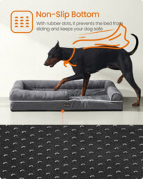 LEDREM Orthopedic Dog Bed, Dog Sofa With Sides, Removable Washable Cover, 120 X 85 X 18 Cm, Non-Slip Bottom, Dark Grey - thumbnail 8