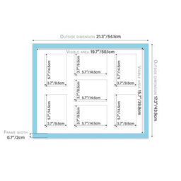 20X16 Inch 7 Opening Photo Collage Frame, Display Seven 6X4 Inch Photos, Multi Aperture Family Picture Frame, Light Blue - thumbnail 4