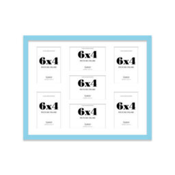 20X16 Inch 7 Opening Photo Collage Frame, Display Seven 6X4 Inch Photos, Multi Aperture Family Picture Frame, Light Blue - thumbnail 2