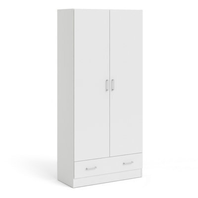 Furniture To Go Space Wardrobe With 2 Doors + 1 Drawer In White 1750 (W) 79.4 X  (H) 170.4 X  (D) 35.7Cm - image 1