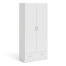 Furniture To Go Space Wardrobe With 2 Doors + 1 Drawer In White 1750 (W) 79.4 X  (H) 170.4 X  (D) 35.7Cm - thumbnail 2