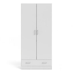 Furniture To Go Space Wardrobe With 2 Doors + 1 Drawer In White 1750 (W) 79.4 X  (H) 170.4 X  (D) 35.7Cm - thumbnail 3
