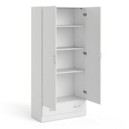 Furniture To Go Space Wardrobe With 2 Doors + 1 Drawer In White 1750 (W) 79.4 X  (H) 170.4 X  (D) 35.7Cm - thumbnail 6