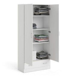 Furniture To Go Space Wardrobe With 2 Doors + 1 Drawer In White 1750 (W) 79.4 X  (H) 170.4 X  (D) 35.7Cm - thumbnail 7