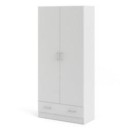 Furniture To Go Space Wardrobe With 2 Doors + 1 Drawer In White 1750 (W) 79.4 X  (H) 170.4 X  (D) 35.7Cm - thumbnail 4