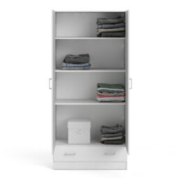 Furniture To Go Space Wardrobe With 2 Doors + 1 Drawer In White 1750 (W) 79.4 X  (H) 170.4 X  (D) 35.7Cm - thumbnail 8