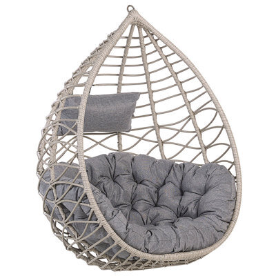 Beliani Hanging Chair Arsita Pe Rattan Grey - image 1