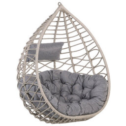 Beliani Hanging Chair Arsita Pe Rattan Grey - thumbnail 1