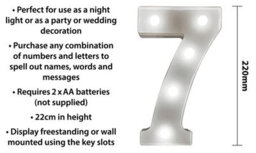 St Helens Home And Garden Battery Operated 3D Led Number 7 Light - thumbnail 2