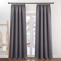 Oxford Homeware Plain Grey 230Gsm Blackout Curtain Thermal Insulated Pencil Pleat For Living Room Curtain Pair (W)228Cmx(L)228Cm - thumbnail 1