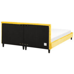 Beliani Bed Velvet Fitou 180 X 200 Cm (Eu Super King) Yellow - thumbnail 6