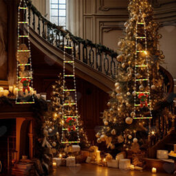 Amorly 2Pcs 1.7M Climbing Santa Ladder String Lights, Usb Powered 8Mode Led Lamp, Waterproof Xmas Decor For Christmas Tree, Garden - thumbnail 3