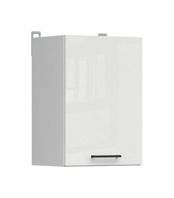 Impact Furniture Kitchen Wall Unit 400mm Cabinet Narrow Slim 1 Door 40Cm Cupboard Chalk White Gloss Modern Budget Junona - image 1