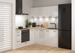Impact Furniture Kitchen Wall Unit 400mm Cabinet Narrow Slim 1 Door 40Cm Cupboard Chalk White Gloss Modern Budget Junona - thumbnail 2